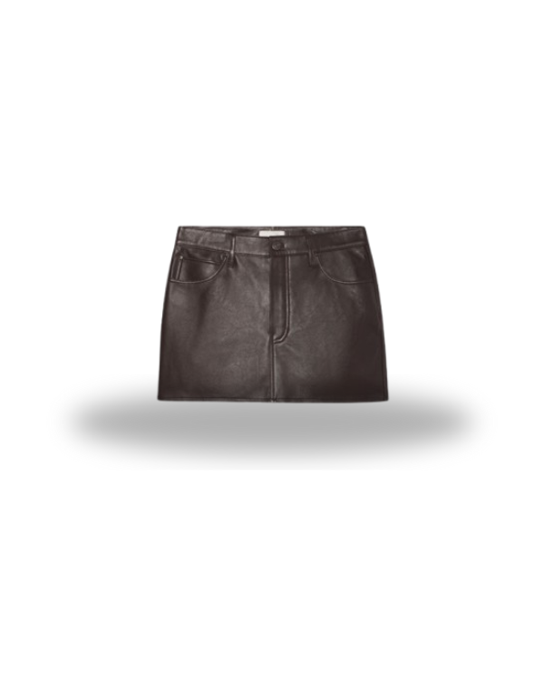 Untitled design (23) The Leather Mini Skirt in Dark Brown - Image 1