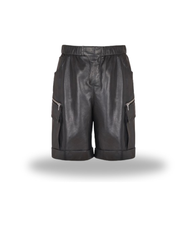 Untitled design (26) Leather cargo Bermuda shorts - Image 1
